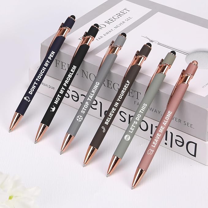 ENOMY 50 Pcs Bulk Personalized Custom Pens with Stylus Ballpoint Pens Customized with Text Logo Name Best Gift for College Business Promotion Wedding Birthday Christmas (Gold)