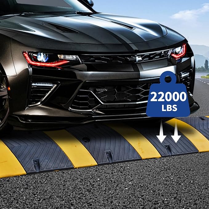 BESEA 6Feet Rubber Speed Bump, 72" x 12" x 2" Heavy Duty Speed Bump Cable Protector Ramp for Driveway, Road Parking, Garage, Parking Lot, Warehouse(2 Packs)