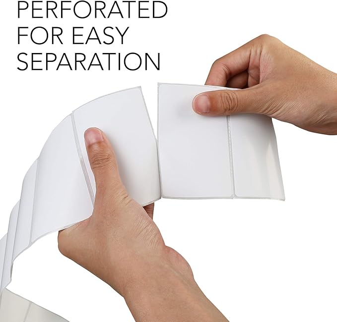 LotFancy Name Tag Stickers, 500pc Blank Labels, 3.5" x 2.25", 1 Roll, Adhesive Tags with Perforated Line for School Office Home (White)