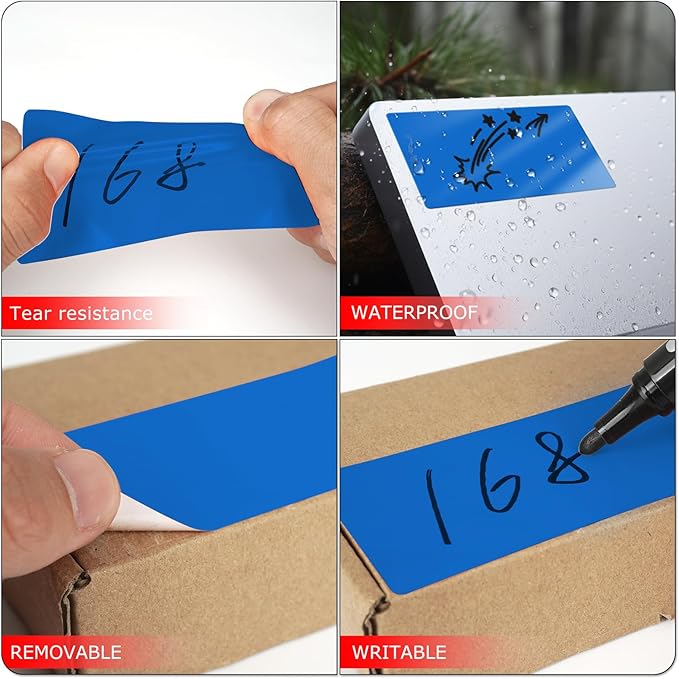 Meitaat Blue Rectangle Stickers 4 x 2 Inch Color Coding Labels Vinyl Roll Self-Adhesive Waterproof Removable 500 PCS