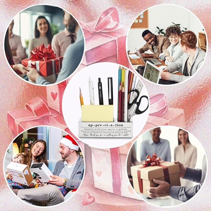 Thank You Appreciation Pencil Holder for Coworker, Boss, Employee, or Leader, Office Desk Decorations, Work Gratitude Gifts for Team, Metal Pen & Pencil Organizer with Encouraging Quote YCP78