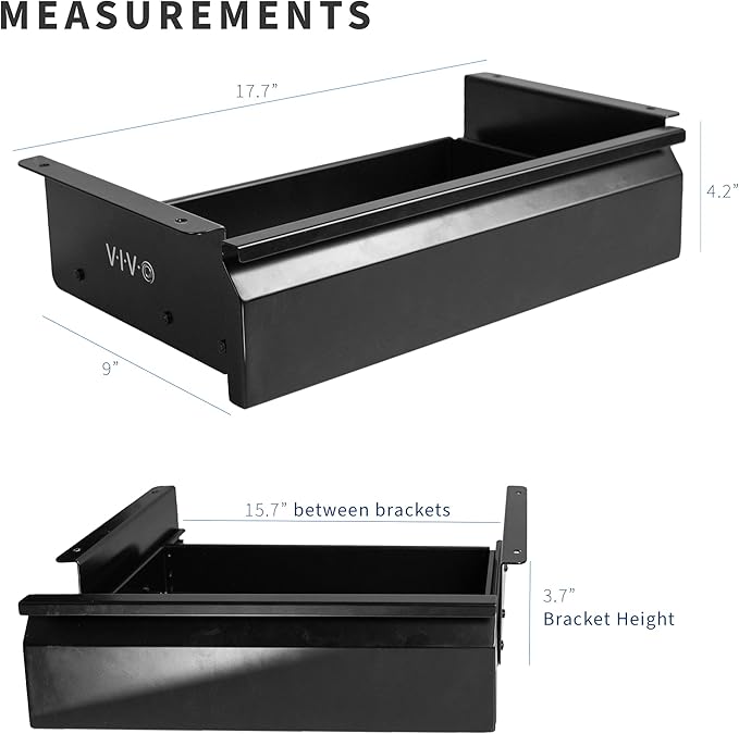 VIVO 16 inch Under Desk Slide Out Drawer without Shell, Home Office Storage Organizer, Black, DESK-AC03A-B