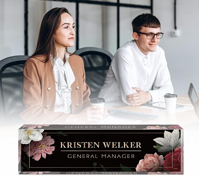 Desk Name Plate Personalized, Custom Name Plates for Desks, Office Desk Decor, Unique Clear Acrylic Glass Block, Personalized Office Gifts for Women Men Coworkers Boss Teachers, Appreciation Gifts