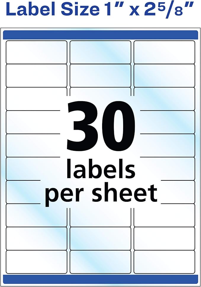 Avery Glossy Clear Address Labels, Sure Feed Technology, Laser/Inkjet, 1" x 2-5/8", 300 Labels, 5 Packs (6521)
