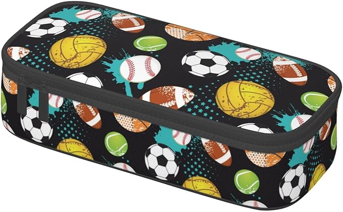 Sport Cool Ball Pattern Pencil Case Big Capacity Storage Pencil Pouch Stationery Bags With Zipper Portable Pen Holder Box Organizer For Boys Girls Teens Student College School Office Supplies