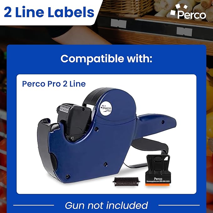 Custom Price and Date Labels for Perco Pro 2 Line Guns - Choose Color, Font and Imprint - 10 Sleeves, 60,000 Labels
