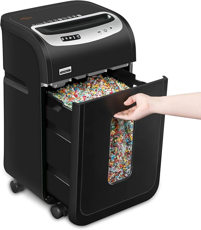 Paper Shredder for Home Office Heavy Duty with 60 Mins Running with US Patented Cutter,Shred CD/Card with Extra Large Bin,AUTO Jam Proof(ETL) (18-Sheet Micro Cut)