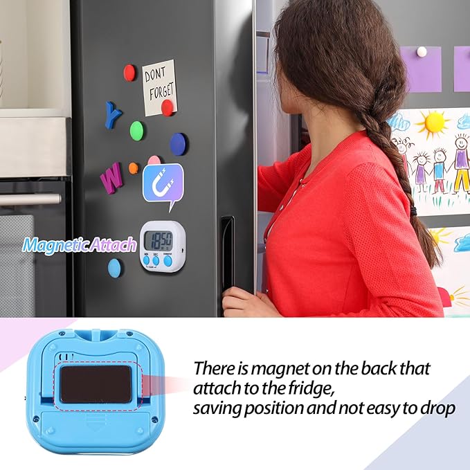 Weewooday 24 Pcs Digital Kitchen Timer Magnetic Timer Bulk On/Off Switch Minute Second Count up Countdown Loud Alarm for Exercise Cook Baking (Multicolor)