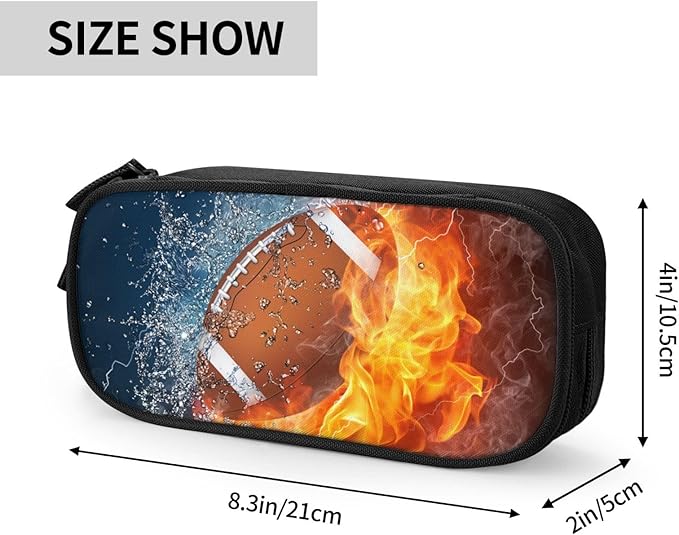 Sports-Themed Football Pencil Case for Kids Boys Girls, Big Capacity Black Pencil Pouch, Cool Pencil Bag Portable Stationery Storage Box Desk Pen Bag for School Office