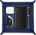 SITHON Valet Tray Desktop Storage Organizer – Premium PU Leather Catchall Bedside Vanity Tray Nightstand Caddy Holder for Remote Controller, Keys, Phone, Wallet, Coin, Jewelry, Dark Blue