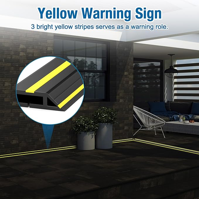 Eapele 6.5ft Cable Protector Cord Cover for Floor, Heavy Duty PVC Duct Easy to Unroll, Prevent Trip Hazard for Home Office or Outdoor Settings