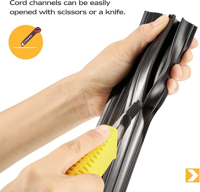 AGPTEK Heavy Duty Floor Cable Cover Cable Protector, 6.5 Ft Floor Cord Protector 3 Channels Floor Cord Cover (Mid Channel 0.62") Contains Cords, Cables and Wires, Good for Office, Home, or Outdoor