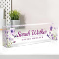 Name Plate for Desk, Desk Name Plate Personalized, Office Decor for Women Men, Acrylic Desktop Accessories, Office Appreciation Gifts for Boss Social Workers Nurse Teacher Employee (Purple)