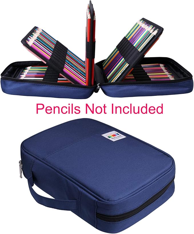 BOMKEE Coloring Pencil Case 220 Slots Pencils/Gel Pens Organizer Waterproof Travel Case Zipper Carrying Portable Pencil Markers Pen Holder Bag for Painter Writers