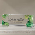 Premium Green Monstera Personalized Acrylic Name Plate - Desk Decor for Women or Men, Boss, Employee, Teacher