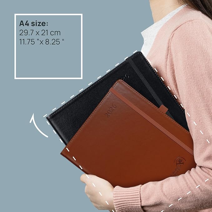 POPRUN Monthly Planner 2026-2027 (Large-8.25'' x 11.75''), 16 Months Calendar(Dec 2025-Mar 2027) Appointment Book with Stair Tabs, Inner Pockets, Pen Holder, PU Leather Softcover - Burgundy