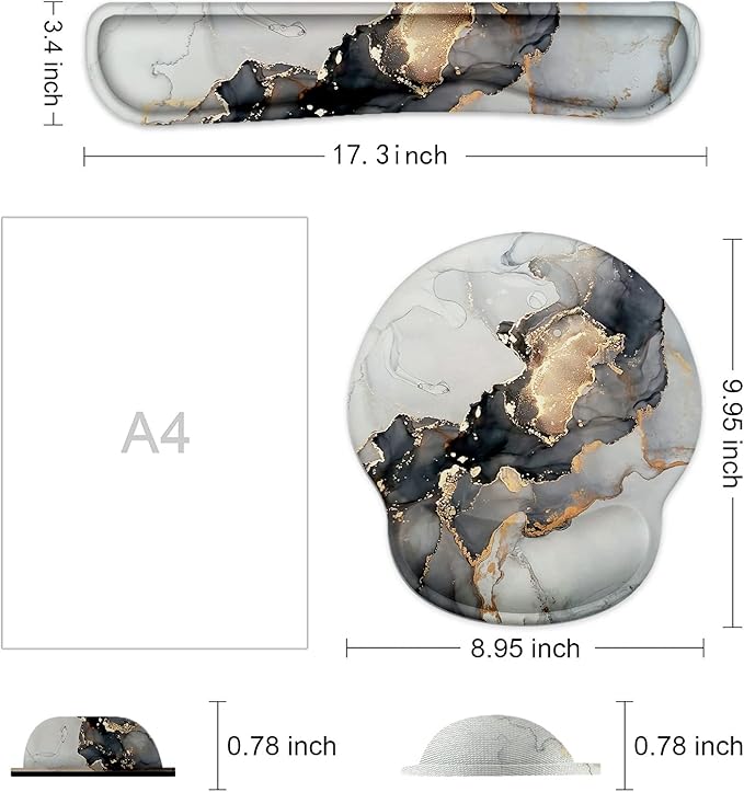 Lateefah Mouse Pad with Wrist Rest, 3-in-1 Gaming Mouse Pad, Keyboard Wrist Rest, Ergonomic Memory Foam Mousepad with Wrist Support for Computer Keyboard