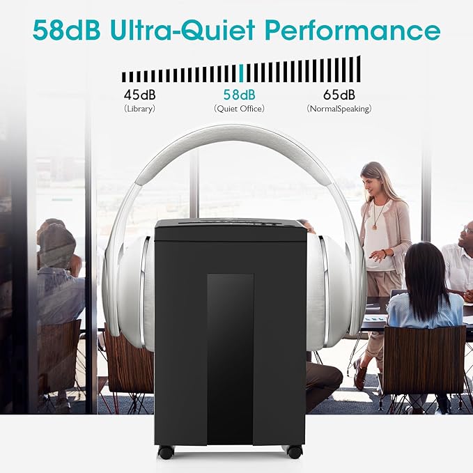 Wolverine 18-Sheet 60 Mins Running Time Cross Cut High Security Level P-4 Heavy Duty Paper/CD/Card Ultra Quiet Shredder for Home Office with 22-Litre Pullout Waste Bin SD9113(Black)