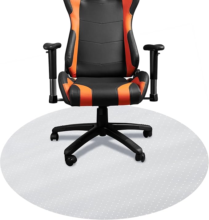 DESKU - Circle Gaming Chair Mat, Computer and Office Chair Mat for Carpet, Clear, 46 Inches, Made in The USA