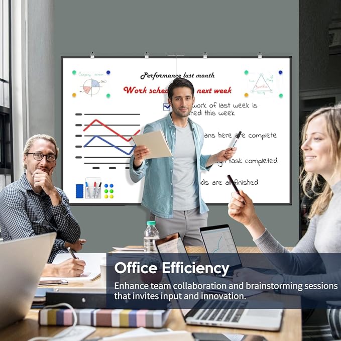 Large Whiteboard, Double Magnetic White Board for Wall, Dry Erase Whiteboard for Office Home & School (Black, 72x48 inch)