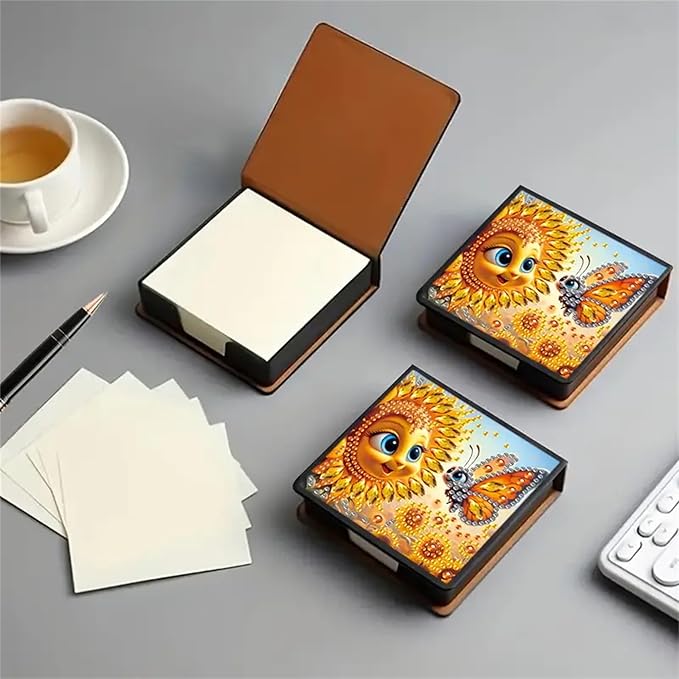 Sunflower Diamond Painting Kit Note Box,Memo Paper Storage Box Diamonds Art,Sticky Note Holder Diamond Art,Diamond Painting Memo Pad For Office Desk. (Sunflower)