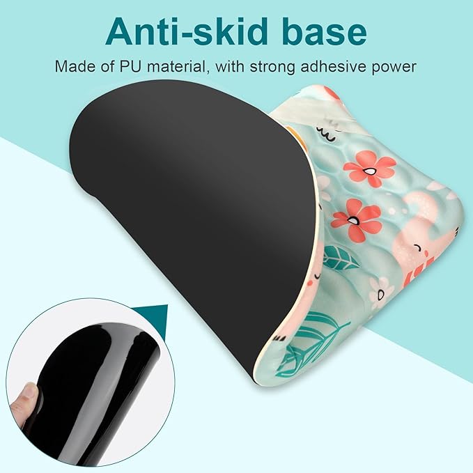 Ergonomic Wrist Mouse Pad with Massage Design, Wrist Rest Pain Relief Mousepad with Memory Foam Non-Slip PU Base, Mouse Pad with Wrist Support for Wireless Mouse & Desk,Y Little Elephant