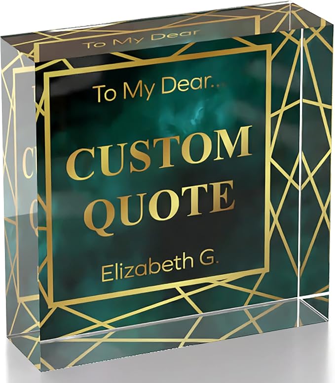 Personalized Gifts, Custom Quote Block Letter Board,Crystal-Clear Acrylic with Gift Box,17 Styles, Holiday and Christmas Gift for Mom, Dad, Girlfriend, Him or Her, Husband, Wife (4"x4, Affluent)