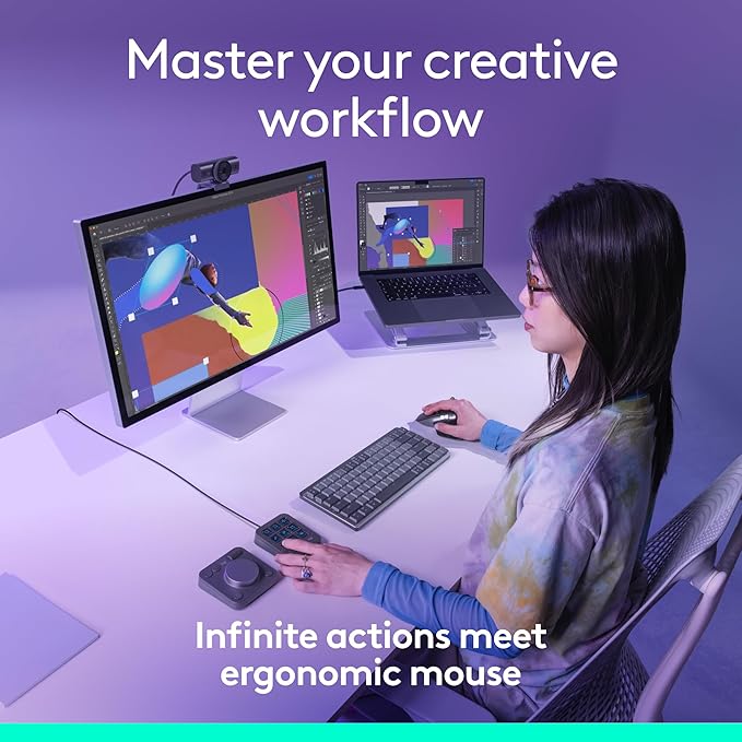 Logitech MX Master 3S Wireless Mouse Standard Edition with Logi Bolt USB Receiver + MX Creative Console: Mouse, Programmable Keys and Dial for Graphic Design, Video Editing, Adobe and More - Graphite