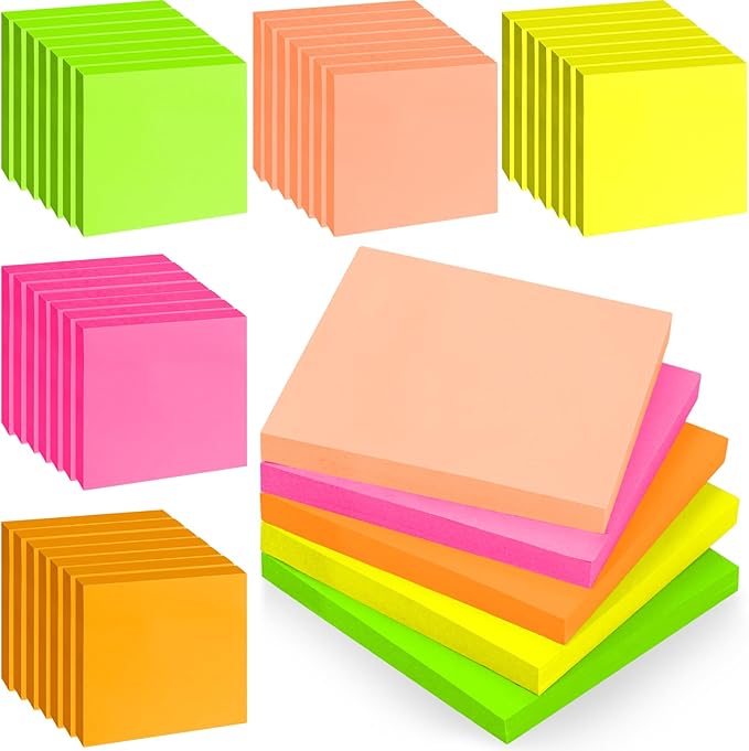 35 Pack Sticky Notes Bulk 3 x 3 In Self Stick Notes Pads Colorful Posted Note in 5 Bright Color Adhesive Paper Memo 75 Sheets/Pad Easy to Post note pad for Office Home School Notebook Wall Door Window
