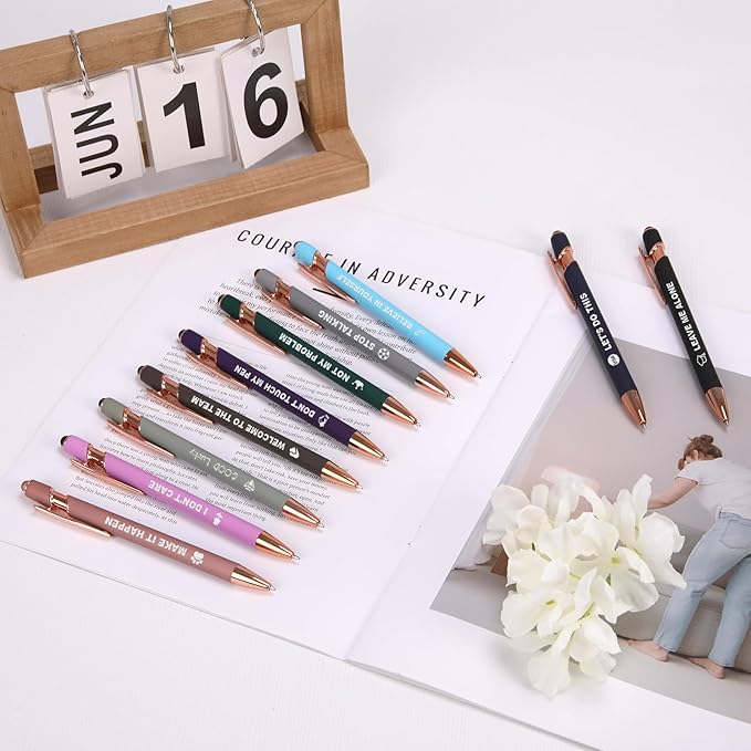 50 Pack Personalized Custom Pens with Stylus Bulk Ballpoint Pens Engraved with Logo Text Name for College Business Promotion Graduate Wedding Birthday Christmas (Purple)