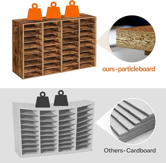 HOOBRO Wooden Literature Organizer, 36-Slot Mail Sorters, Removable Classroom Mailbox, Student Mailboxes for Classroom, Paper Storage Organizer, for Home, Office, Classroom, Rustic Brown FG36WF01