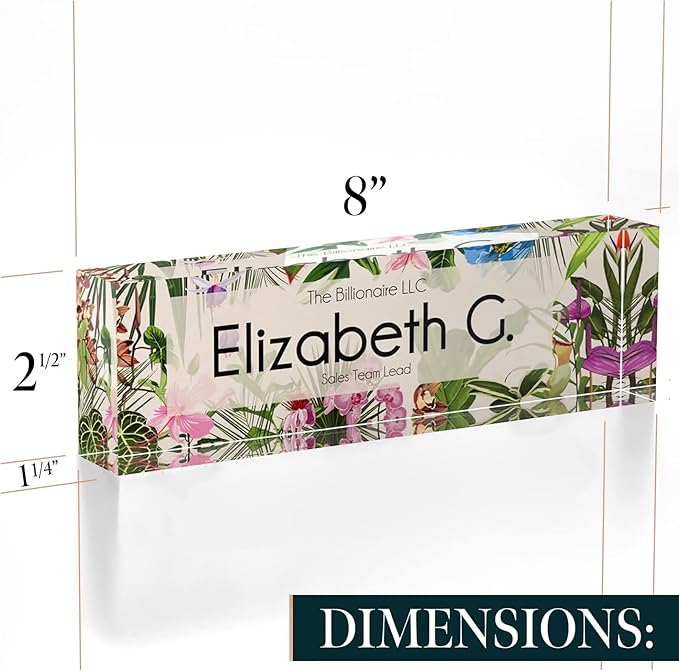 Desk Name Plate Personalized, Custom Name Plates, 2½/x8 Inches, Thick Crystal-Clear Acrylic, Gift Box, Office Desk Decor. USA Made by ACRYLUXE (Urbana)