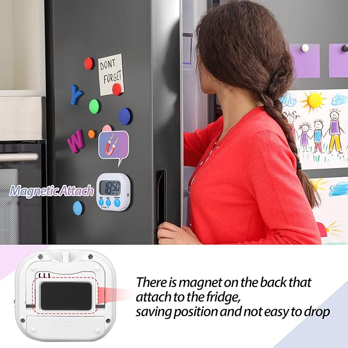 Weewooday 24 Pcs Digital Kitchen Timer Magnetic Timer Bulk On/Off Switch Minute Second Count up Countdown Loud Alarm for Exercise Cook Baking (Classic Color)