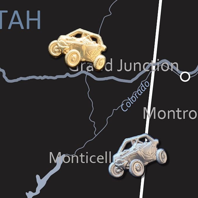 UTV Push Pins - Silver Off-Road Vehicle Map Pins for Cork Boards, Maps, or Lapel Use - Designed in USA - Set of 20