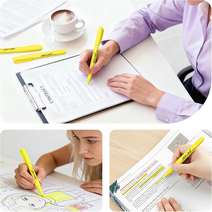 JEFURE 36 Pcs Highlighters, Chisel Tip, yellow Bible Highlighters Bulk - Quick Dry, Ideal for Studying, Note-Taking, School Supplies for Teachers