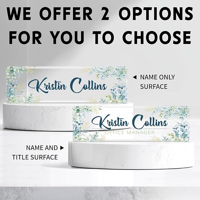 Custom Name Plate for Desk, Personalized Desk Name Plate on Clear Acrylic Glass, Appreciation Gifts for Teacher Employee Boss Coworkers Nurse, Office Desk Accessories for Women Men (Chartreuse)