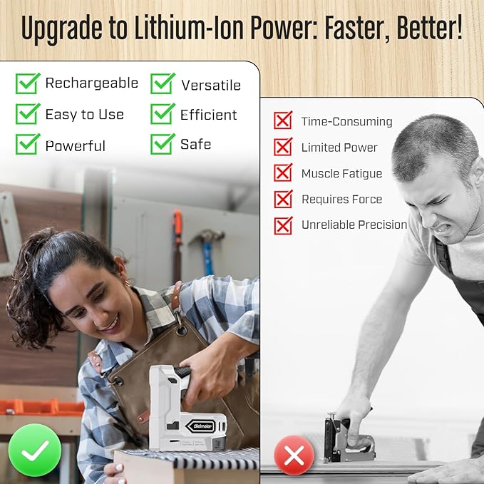 Bielmeier Electric Staple Gun, 2 in 1 Lithium-ion Electric Stapler, 4V Cordless Brad Nailer Kit with Staples Nails, USB Charger, Power Tacker for Upholstery, Material Repair, Carpentry, DIY