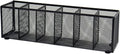 Black Mesh Pen Pencil Holder, Small Metal Desk Organizer Desktop Stationery Office Supplies Acessories Storage Stand, 6 Compartments Brushes Holder for Home School Classroom Teachers