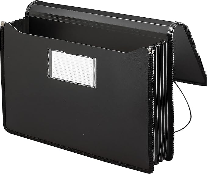 Smead Poly Wallet, Accordion File Organizer for File Folders, Legal Size, Black, 5-1/4 inch Expansion, Office Supplies, Document Organizer (71510)