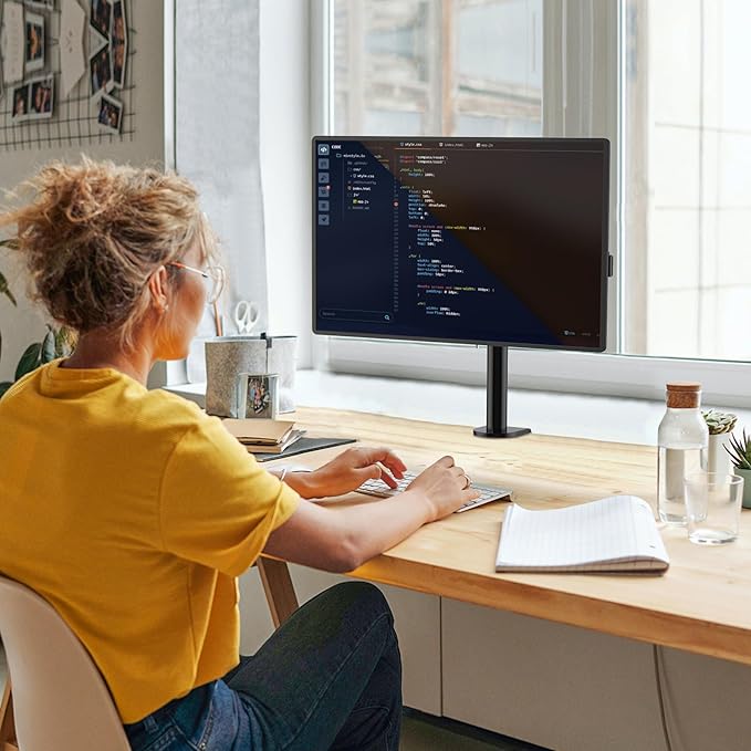 WALI Single Monitor Mount, Single Monitor Arm Desk Mount,Desk Monitors Stand, Holds Screen Up to 32inch, 22lbs, Adjustable Mount with C-CLAMP Designed for Home Office Application(M001), Black