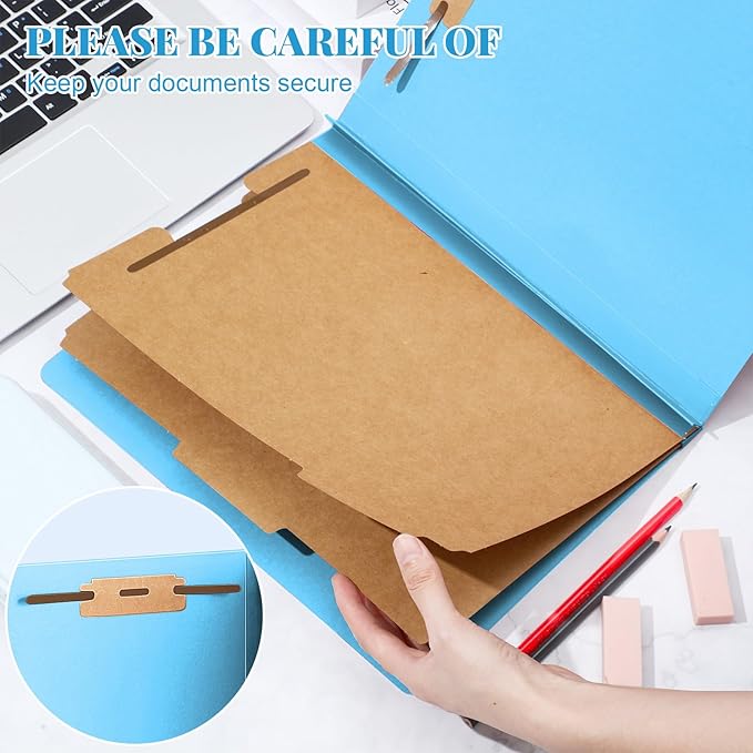 Skyygemm 24 Pcs Classification Folders Letter Size Bulk - 2 Dividers Pressboard File Folder with 3. 5 Inch Expansion, 2 Prongs Fastener, Heavy Duty Office File Organizer for Teacher Medical (Blue)