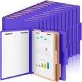 Skyygemm 24 Pcs Classification Folders Letter Size Bulk - 2 Dividers Pressboard File Folder with 3. 5 Inch Expansion, 2 Prongs Fastener, Heavy Duty Office File Organizer for Teacher Medical (Purple)