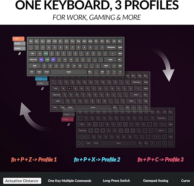 Keychron K2 HE Rapid Trigger Wireless Custom Mechanical Keyboard with Hall Effect Gateron Double-Rail Magnetic Switch, 2.4 GHz QMK Bluetooth 5.2 RGB Compatible with Mac Windows Linux (Aluminum + Wood)