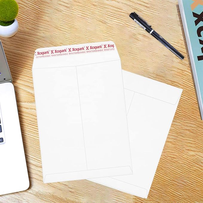 Xxcxpark 250 PCS 9x12 inches Security Catalog Envelopes Printable Self Seal Envelopes, Anti Tear White Kraft Envelopes for Invitation Cards, Pictures, Photos, Documents