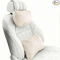 2PCS Car Pillow for Car Neck Pillow for Driving Seat Lumbar Support Soft Cushion with Extra Filling Accessories Back Support for Travel Nap and Trips Sleeping(Beige, Head and Lumbar)