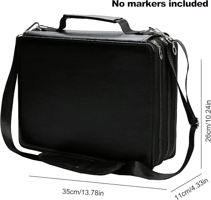Black Marker Case, 168 Slots Alcohol Marker Case Markers Carrying Bag Holder for Art Sketch Marker, Permanent Paint Marker, Dry Erase Marker, Repair Marker Pen, Color Highlighte Art Supplies