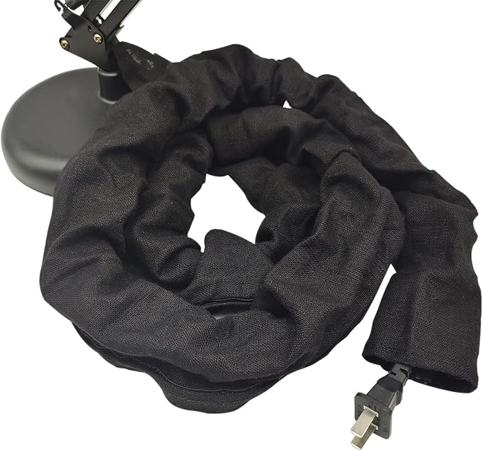 Fabric Cord Cover & Chandelier Chain Cover 2 Pack 6Feet Length for Chandelier Lighting Wires Natural Burlap Easy to Install (Black)