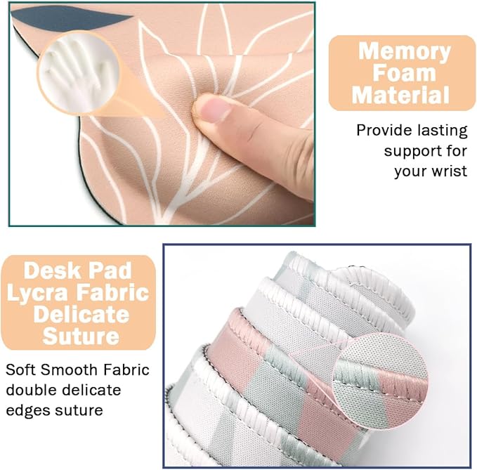 4-in-1 Gaming Mouse Pad Wrist Support Set，Desk Pad + Mouse Pad with Wrist Rest + Keyboard Wrist Rest + Coaster, Ergonomic Design for Home Office Study Game - Plant