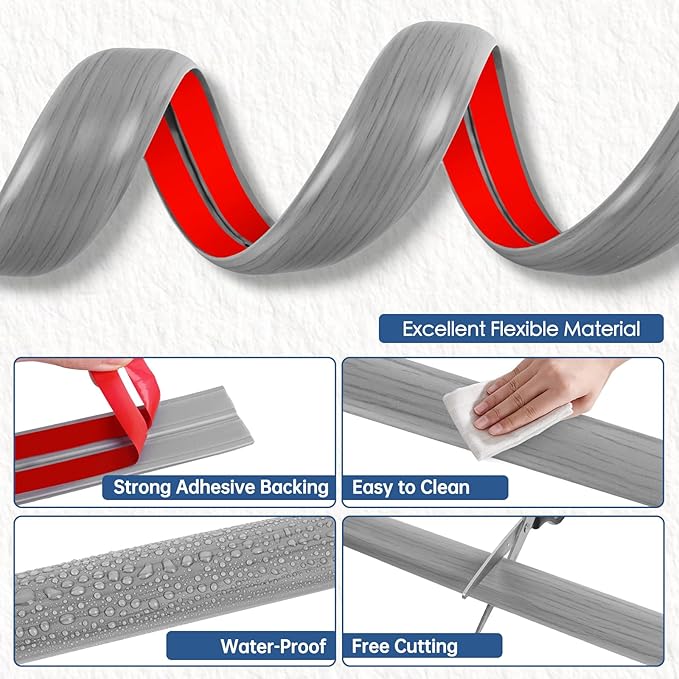 Floor Cord Cover for Wires on Floor Self Adhesive Cord Hider Floor Cable Management Wire Covers for Cords Protector Prevent Cable Trips Cord Cavity W 0.59" x H 0.31", Gray Wood, 3.3Ft