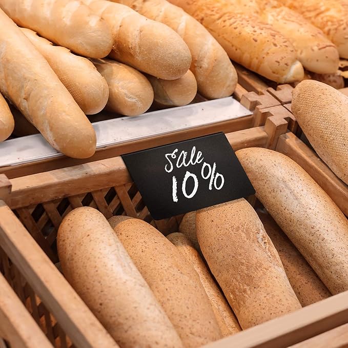 20 Pack Mini Chalkboard Signs for Food – Small 3x4 Tabletop Labels for Buffet - Wedding - Party or Catering – Reusable Plastic Black Display Stands for Chalk Board Food Tags